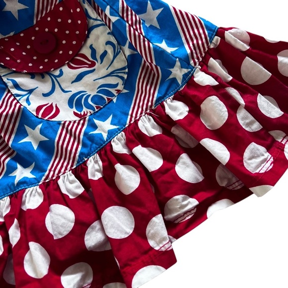 Jelly the Pug Fourth of July Patriotic Ruffle Dress in Red White Blue 24 Months - Picture 4 of 13